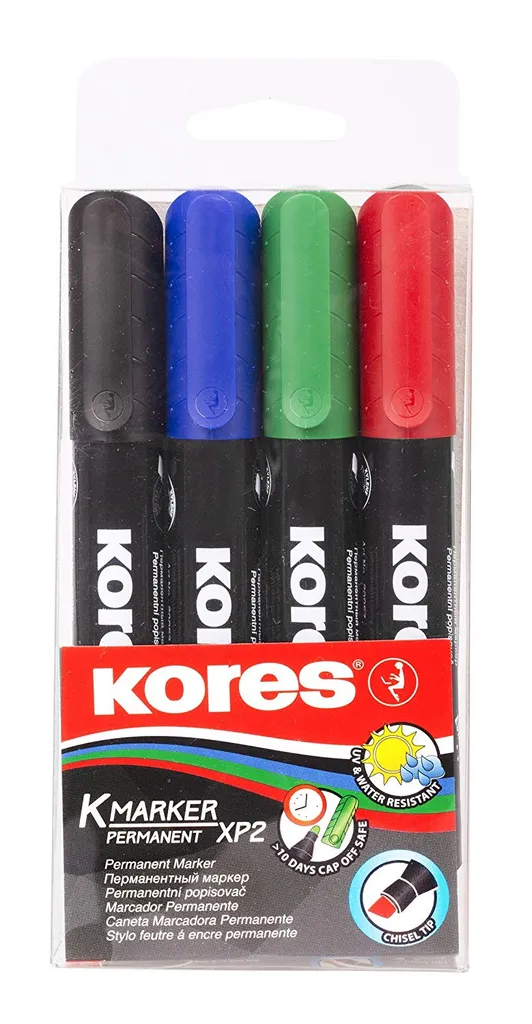 Kores Permanent Marker "K MARKER" Keilspitze 4er Etui